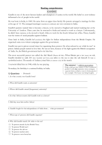 Gandhi Reading Comprehension Exercise