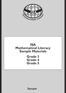 ISA Math Literacy Sample: Grades 3-5