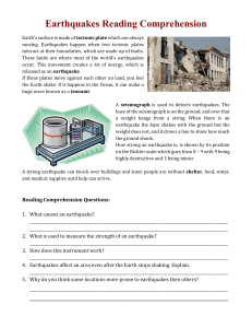 Earthquakes Reading Comprehension Worksheet