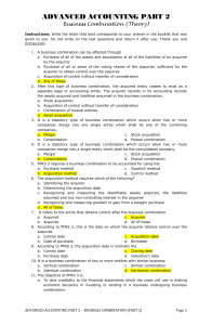 Advanced Accounting: Business Combinations Exam