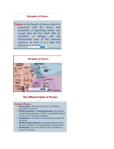 Introduction to Physics: Disciplines and Fields