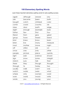 100 Elementary Spelling Words: Practice List