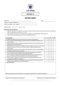 Teacher Rating Sheet - COT-RPMS
