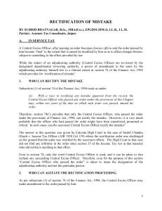 Rectification of Mistake in Service Tax Orders