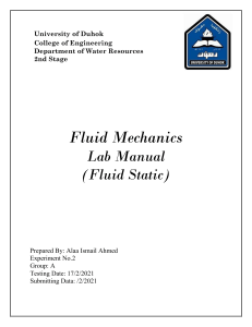 Fluid Mechanics Lab: Broad Crested Weir Experiment