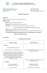 Grade 8 Science Lesson Plan: Water Cycle