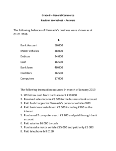 Grade 8 Commerce Revision Worksheet & Answers