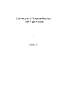 Stephen Hamlyn Descendants: First 9 Generations Genealogy