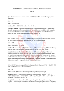 Pre RMO 2014 Solutions & Analysis - Set A