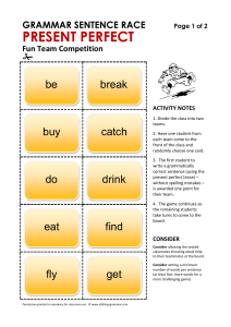 Present Perfect Grammar Race Worksheet