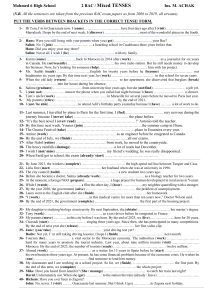 Mixed Tenses English Worksheet for High School