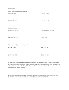 Pre-Calculus Quadratic Equations & Absolute Value Test
