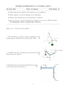 Applied Mathematics 1A Tutorial Test 4