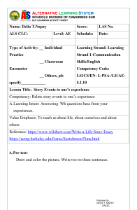 Story Events & Personal Experience Activity Sheet