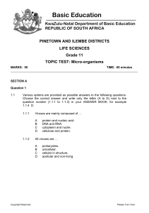 Grade 11 Life Sciences Test: Micro-organisms