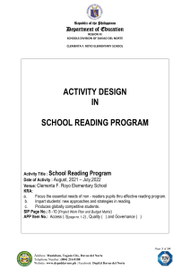 School Reading Program Activity Design