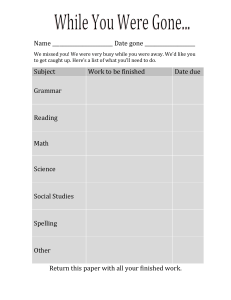 While You Were Gone Worksheet