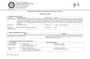 GE 9 Gender and Society Course Syllabus
