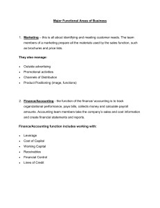 Major Functional Areas of Business