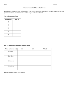 Kinematics Lab: Walking & Motion Analysis