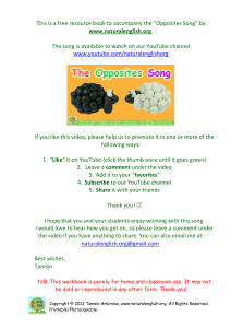 Opposites Song Workbook: Vocabulary & Activities