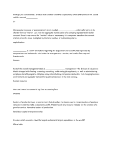 Business & Economics Worksheet: Market Cap, HR, Production