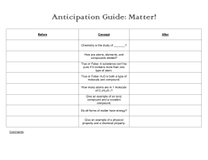 Matter Anticipation Guide Worksheet