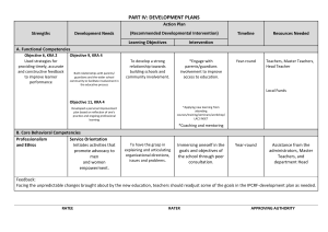 Teacher Development Plan: Competencies & Objectives