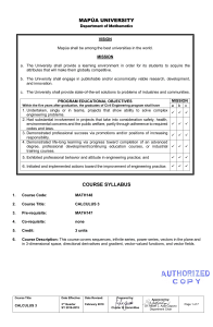 Calculus 3 Syllabus - Mapúa University