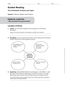 Korea & Japan Civilizations Guided Reading Worksheet
