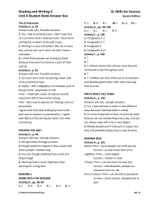 Reading & Writing Student Book Answer Key