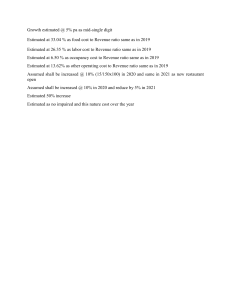 Financial Projection Assumptions: Growth & Cost Ratios