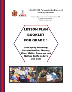 Grade 1 Lesson Plan Booklet: Literacy Skills
