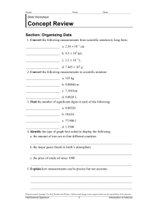 Organizing Data: Scientific Notation & Graphing