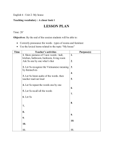 English 6: My House - Vocabulary Lesson Plan