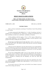 2020/21 Philippine Bar Exam: State & Citizen Law