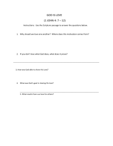 God is Love: 1 John 4:7-12 Worksheet