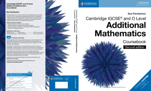Cambridge IGCSE/O Level Additional Mathematics Coursebook