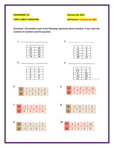 Direct Variation Math Worksheet