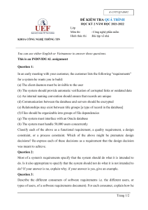 Software Engineering Exam: Requirements & Design
