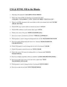 CSS & HTML Fill in the Blanks Worksheet
