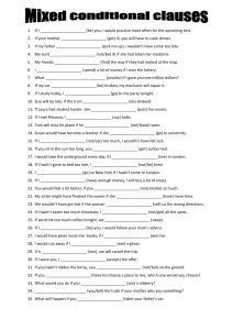 Mixed Conditional Clauses Worksheet