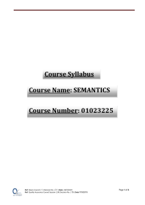 Semantics Course Syllabus - Isra University