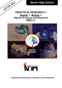 Practical Research 1: Nature of Inquiry and Research