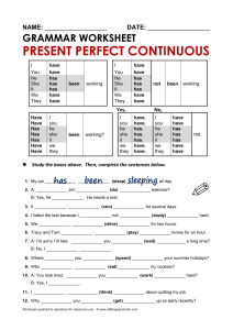 Present Perfect Continuous Grammar Worksheet