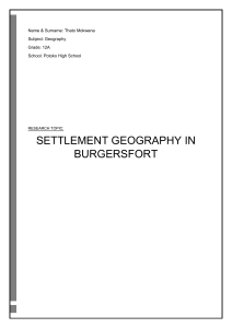 Settlement Geography in Burgersfort Research Paper