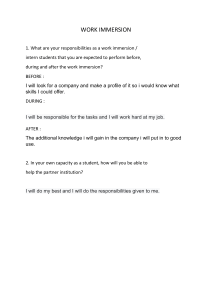 Work Immersion Student Responsibilities