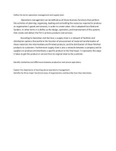 Operations Management & Supply Chain Definitions
