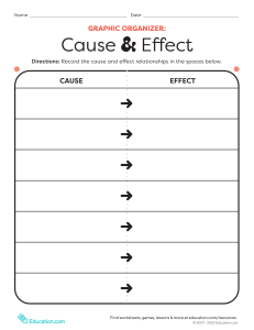 Cause and Effect Graphic Organizer Worksheet