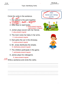 Grade 2 Verb Identification Worksheet